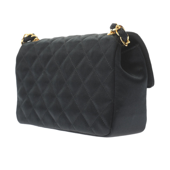 Chanel Mini Matelasse Chain Shoulder Black Gold Hardware Satin Shoulder Bag - Picture 2 of 10